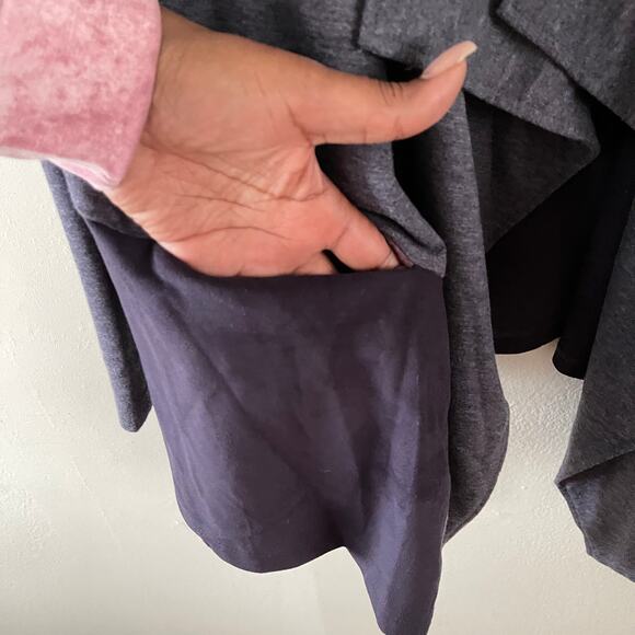 LOGO Lounge French Terry Cardigan Womens Small Purple Faux Suede Casual Layering - Picture 5 of 9